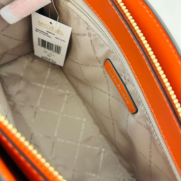 Michael Kors Purse Sheila Medium Ombré Signature Logo Satchel Red Clay - Picture 7 of 10